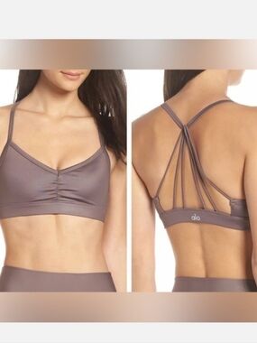 Alo Yoga Sunny Strappy Bra Plum Color  Glossy Size S